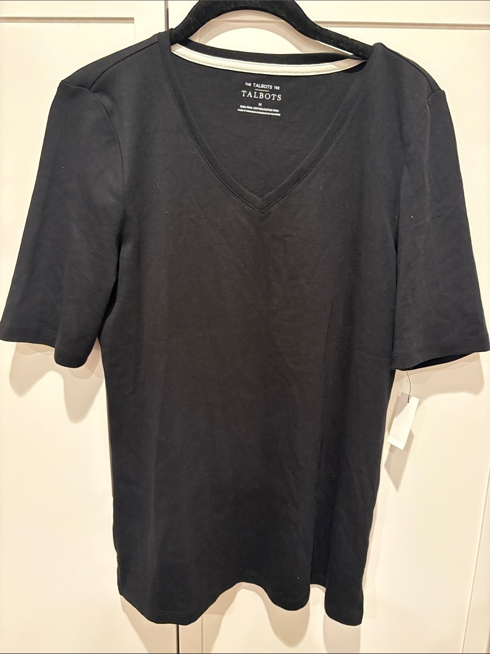 Talbots Black Short-Sleeve Pima cotton V-Neck Tee